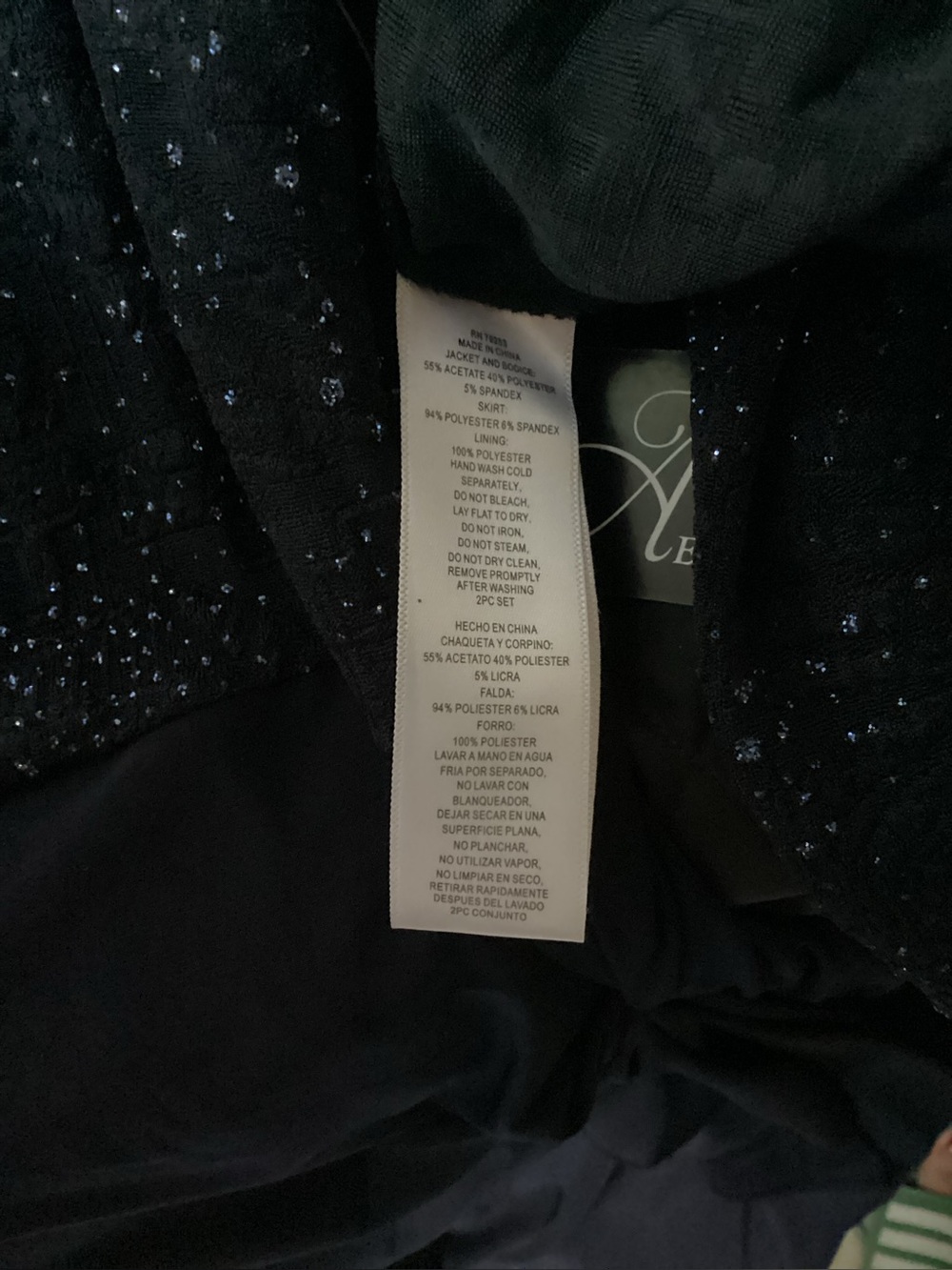 ALEX EVENINGS Matte Jersey Gown with Jacquard Bolero Jacket in Dark Navy. - Picture 12 of 12